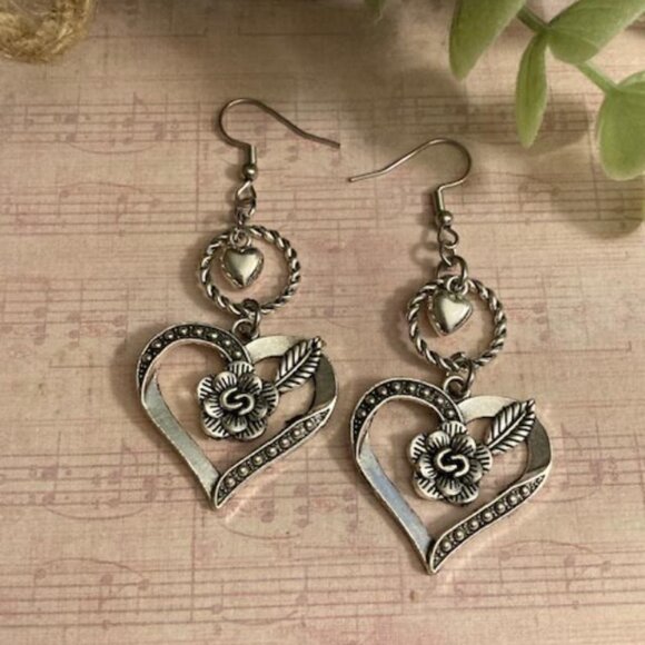 Double Heart Earrings - Picture 7 of 7